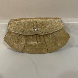 Vintage Purse Britemode Gold Clutch Rhinestone Snap Evening Bag Envelope Style